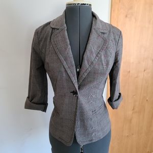 Dress Coat 3/4 Sleeve Jacket Plaid Blazer